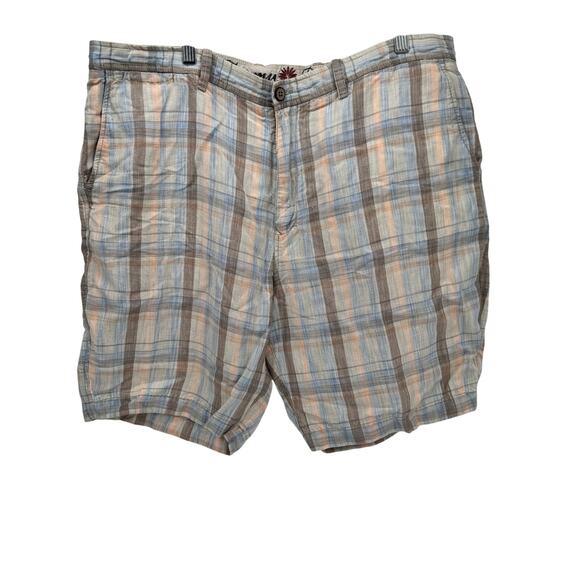 Tommy Bahama Shorts Mens 40 (40x9 ACTUAL) Linen Coastal Paradise Nation Blue Tan - Picture 2 of 8
